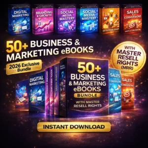 50+ business and marketing eBooks mega bundle with Master Resell Rights — digital download