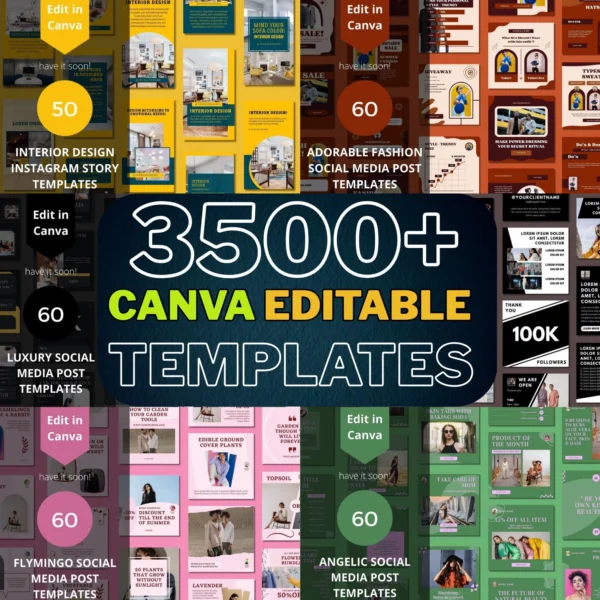 3500+ Canva social media templates mega bundle — editable designs for all niches and platforms