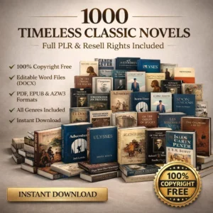 1000 classic novels PLR digital bundle — copyright free eBooks with full resell rights
