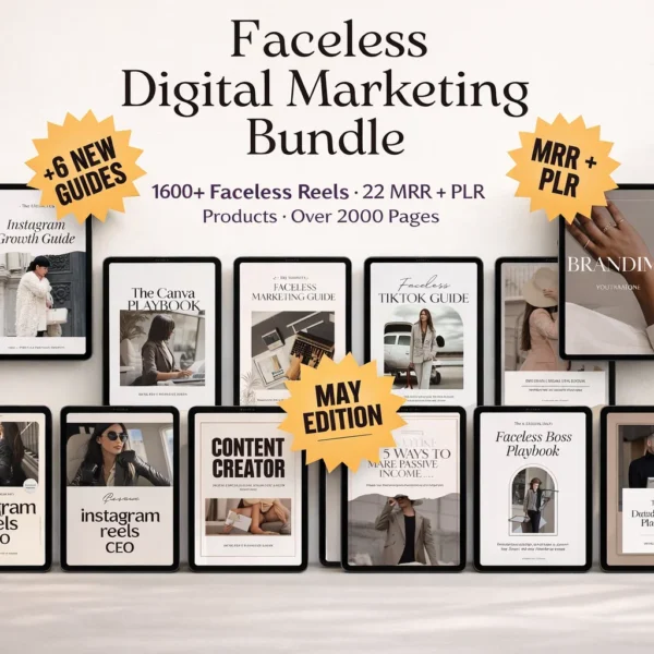 26 faceless digital marketing MRR products — DFY guides, templates and videos with resell rights