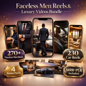 270+ faceless men Reels luxury videos MRR — Instagram and TikTok content with resell rights